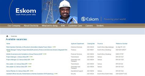 firefighter vacancies at eskom.